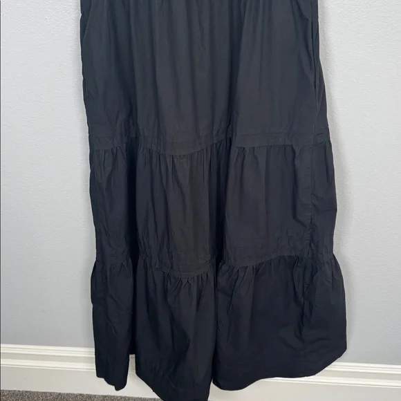 Quince Organic Poplin Cotton Black Tiered Maxi Dress with Pickets size medium - Picture 8 of 10